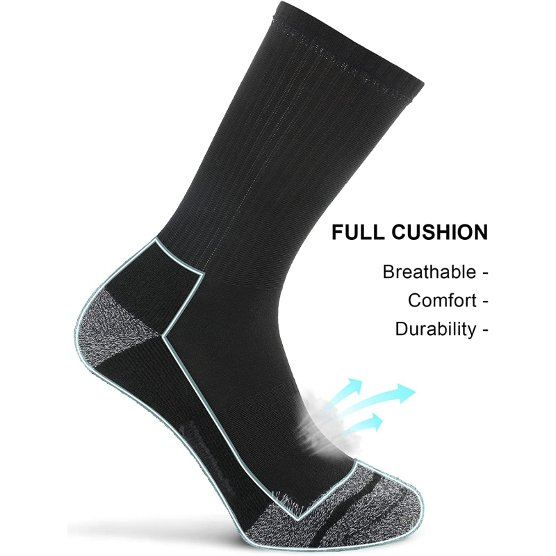 FITRELL 6 Pack Men's Athletic Crew Socks Cushioned Work Boot Socks Size 9-12/12-15 - Image 2